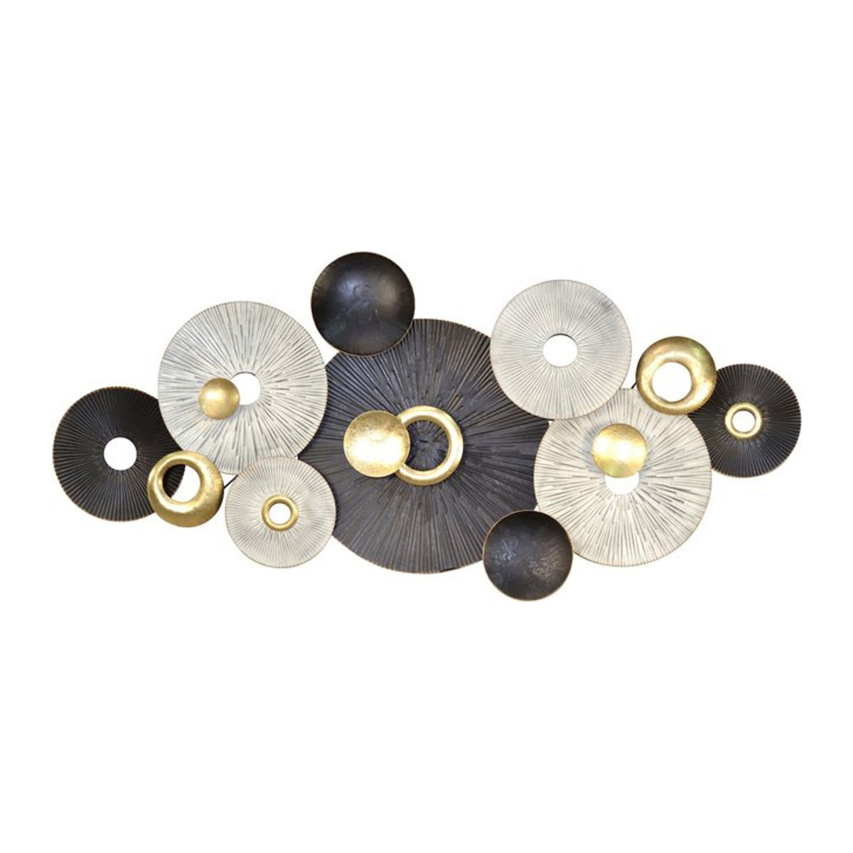 Wanddekoration Sonja von möbel direkt online – Geometrische Metall-Dekoration in Mehrfarbig (Grau, Creme, Gold), Durchmesser: 140 cm, Tiefe: 7,6 cm - Bild 1