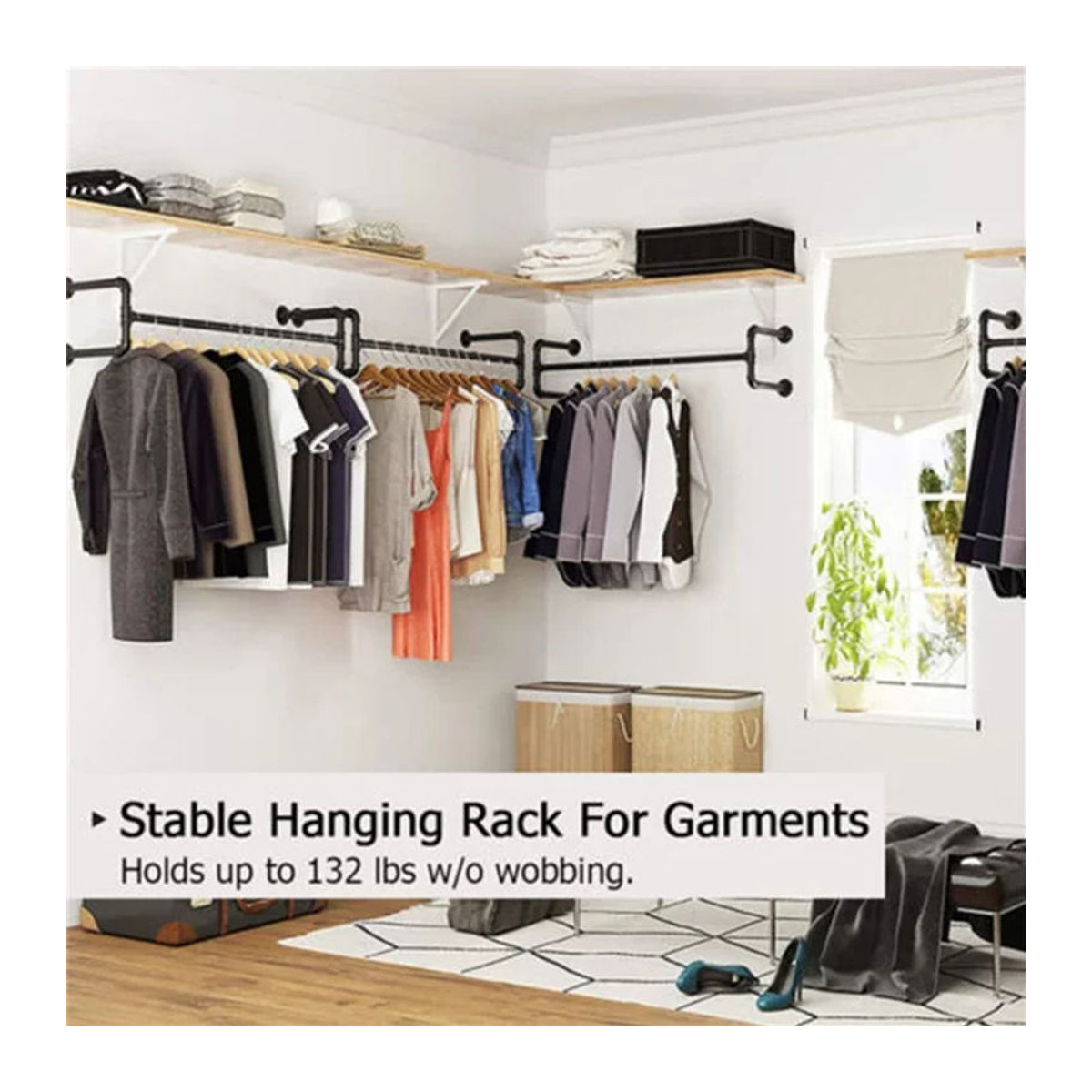 Wandgarderobe aus Metall im Industrial Style in Schwarz - Bild 1