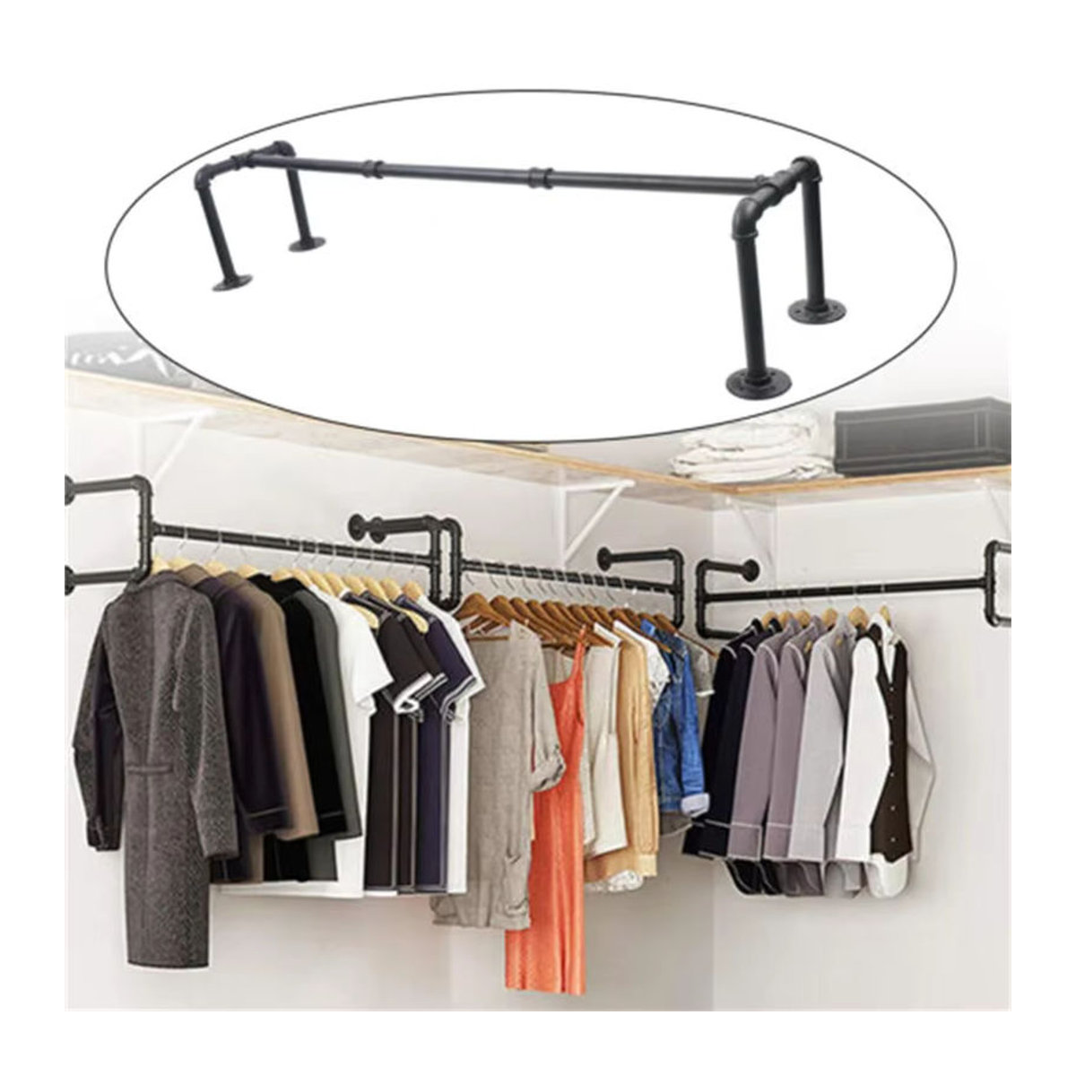 Wandgarderobe aus Metall im Industrial Style in Schwarz - Bild 2