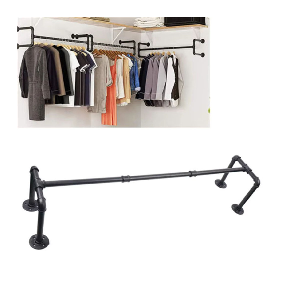 Wandgarderobe aus Metall im Industrial Style in Schwarz - Bild 3