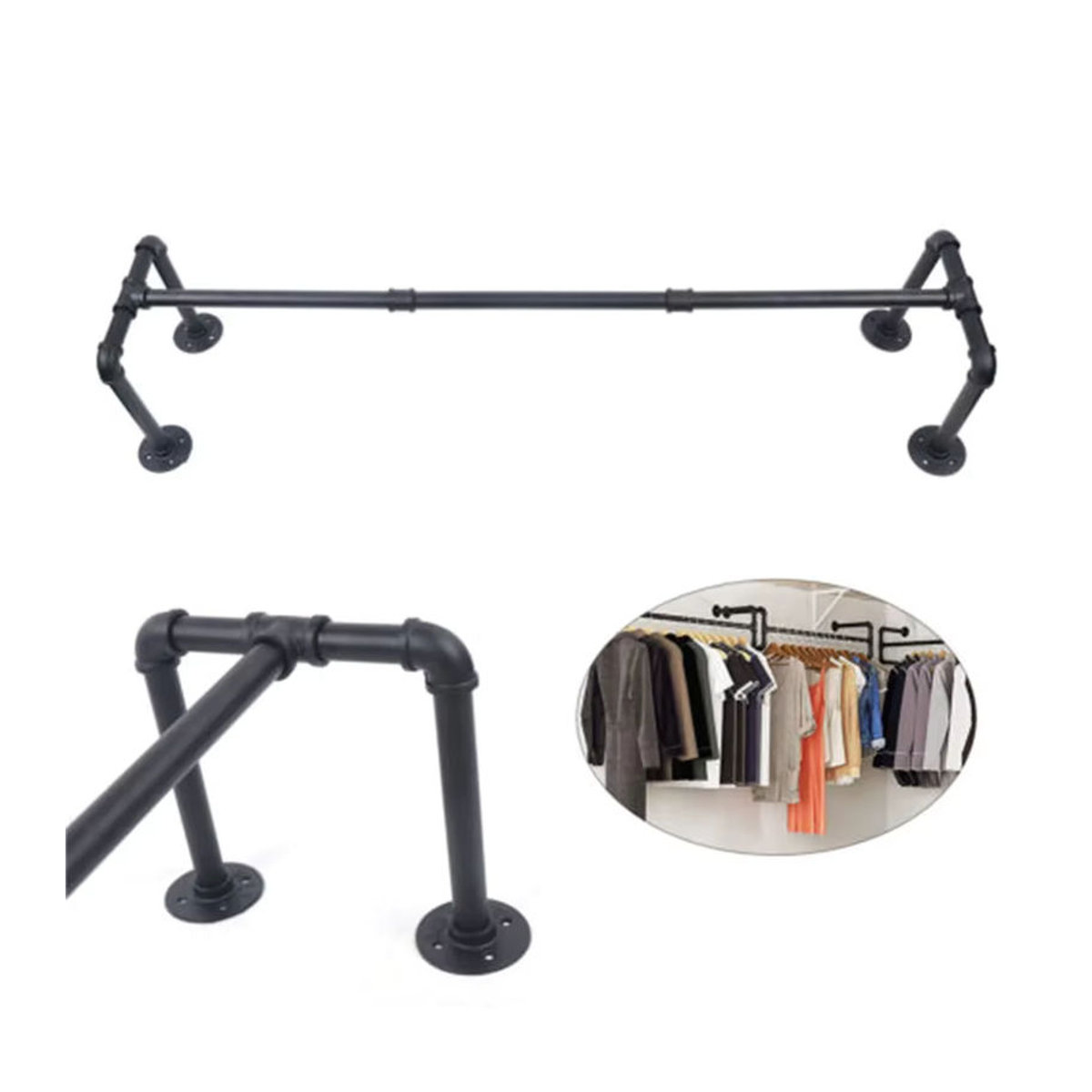 Wandgarderobe aus Metall im Industrial Style in Schwarz - Bild 4