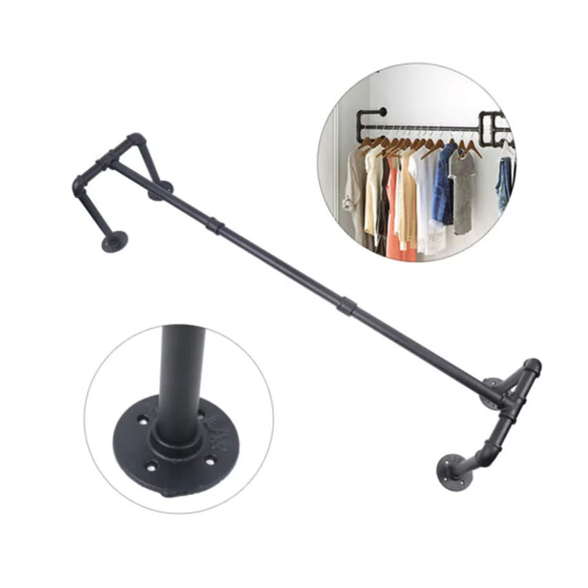 Wandgarderobe aus Metall im Industrial Style in Schwarz - Bild 5