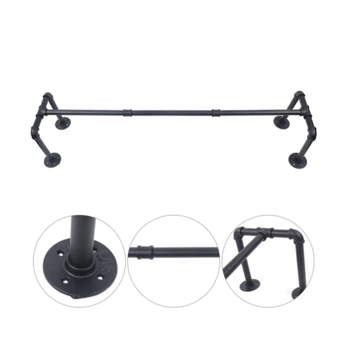 Wandgarderobe aus Metall im Industrial Style in Schwarz - Bild 6