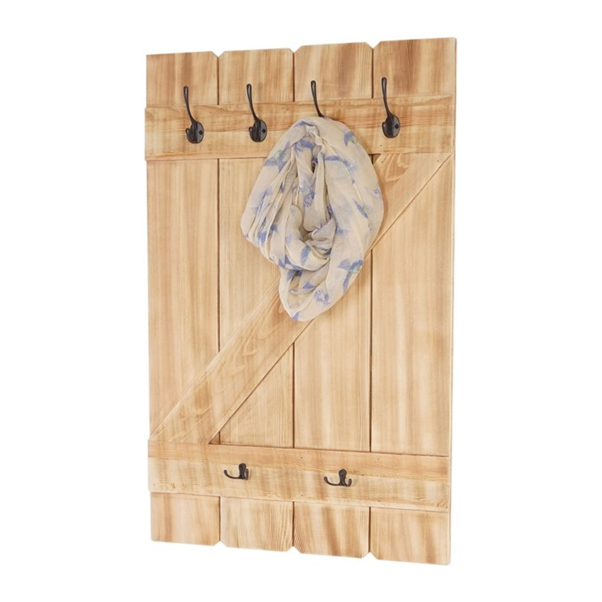 Wandgarderobe MCW-D13 aus Kiefer in Natur/Braun mit 6 Haken im Landhausstil, B: 91 cm, H: 60 cm - Bild 1