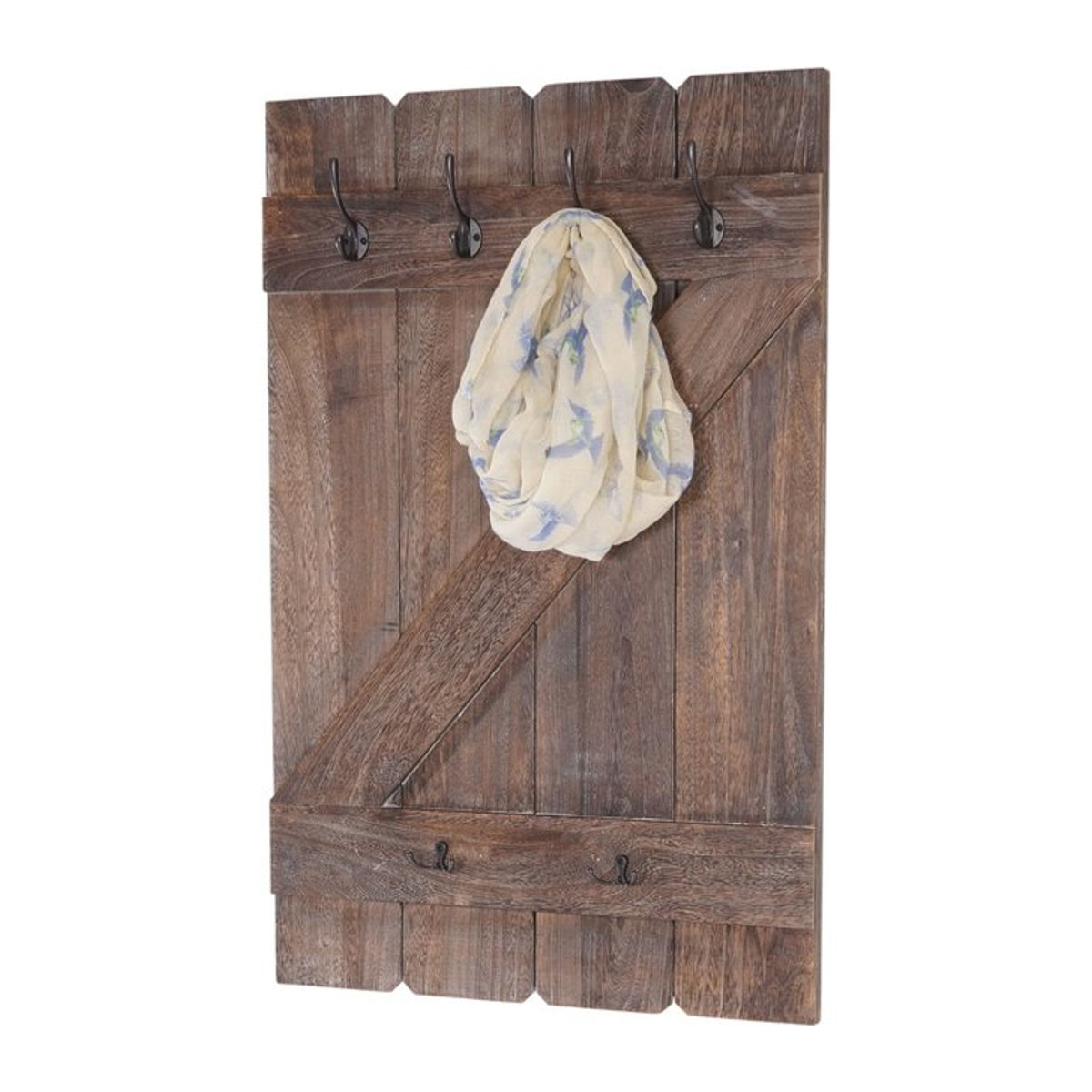 Wandgarderobe MCW-D13 Garderobenpaneel im Landhaus-Stil mit 6 Haken, Farbe: Braun, B/H: 91 x 60 cm - Bild 1