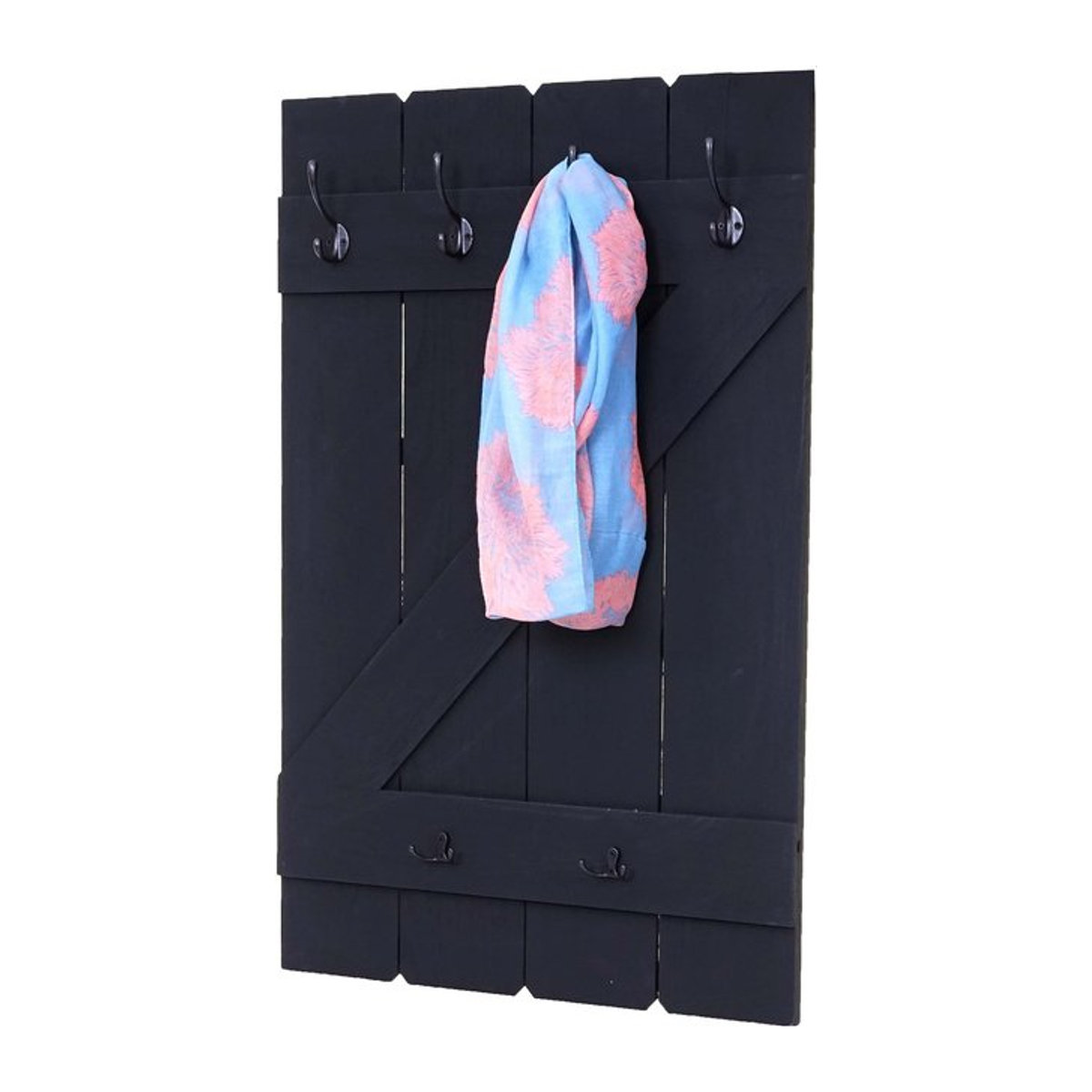 Wandgarderobe MCW-D13 Garderobenpaneel im Landhausstil mit 6 Haken, Anthrazit/Schwarz, B: 91 cm, H: 60 cm - Bild 1