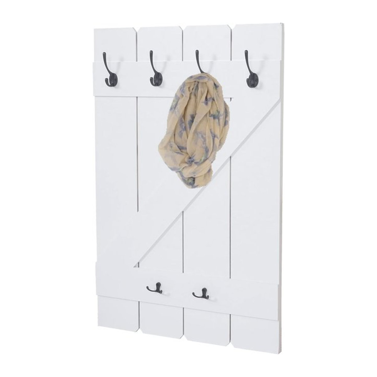 Wandgarderobe MCW-D13 Garderobenpaneel im Landhausstil mit 6 Haken in Weiß - Bild 1