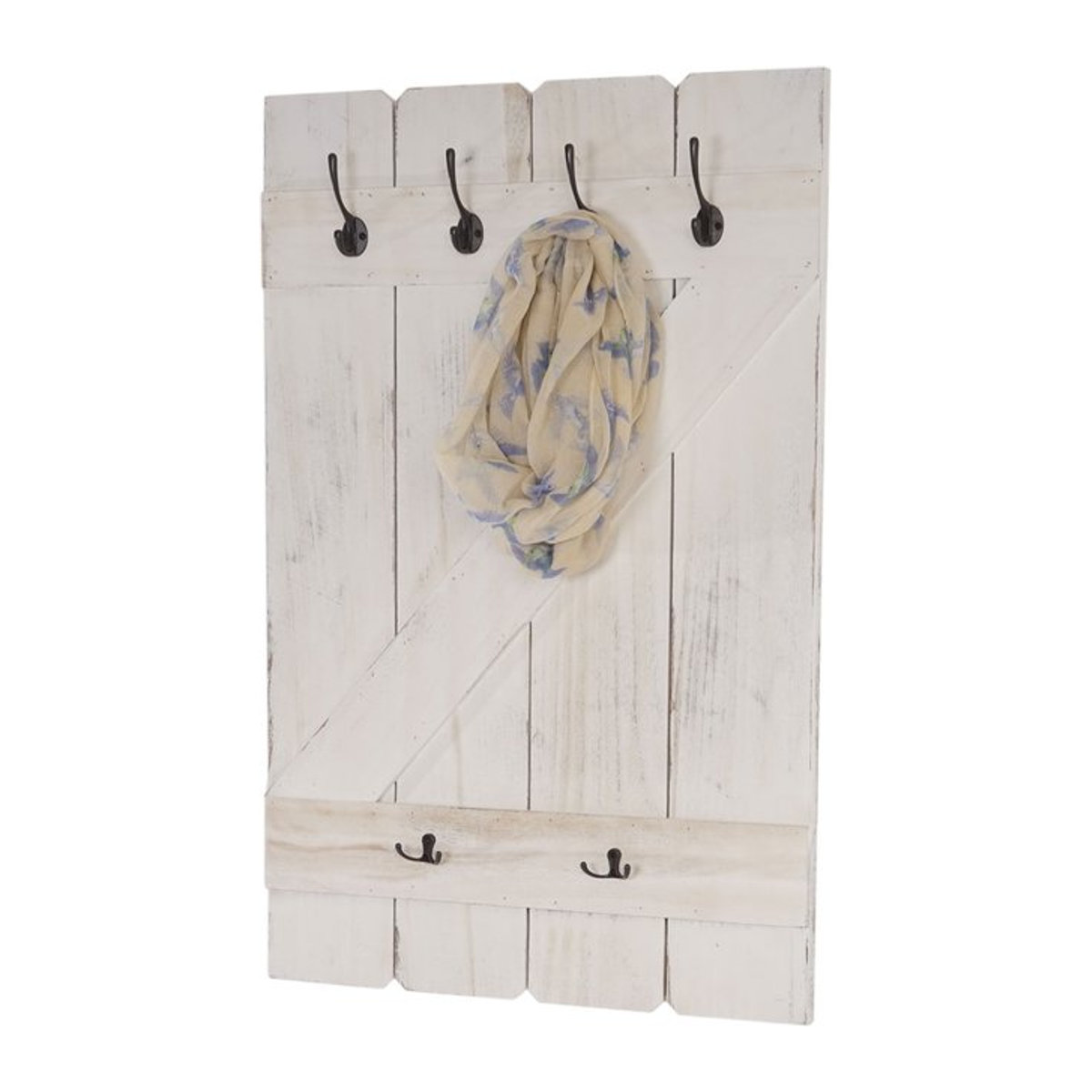 Wandgarderobe MCW im Landhausstil mit 6 Haken, Farbe: Weiß, B/H: 91 x 60 cm - Bild 1