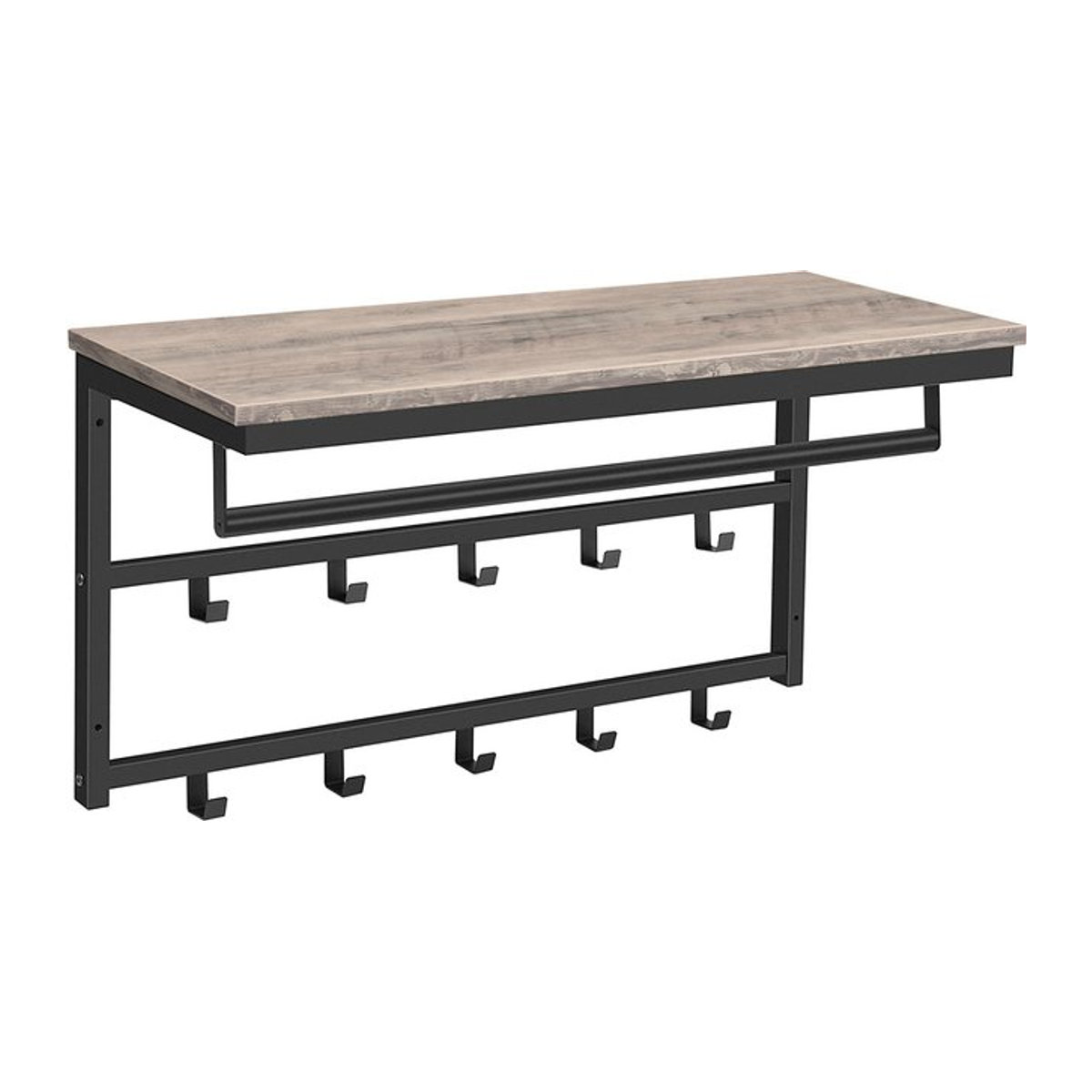 Wandgarderobe mit Regal im Industrial-Design in Beige und Natur aus Holzwerkstoff und Metall - Bild 1