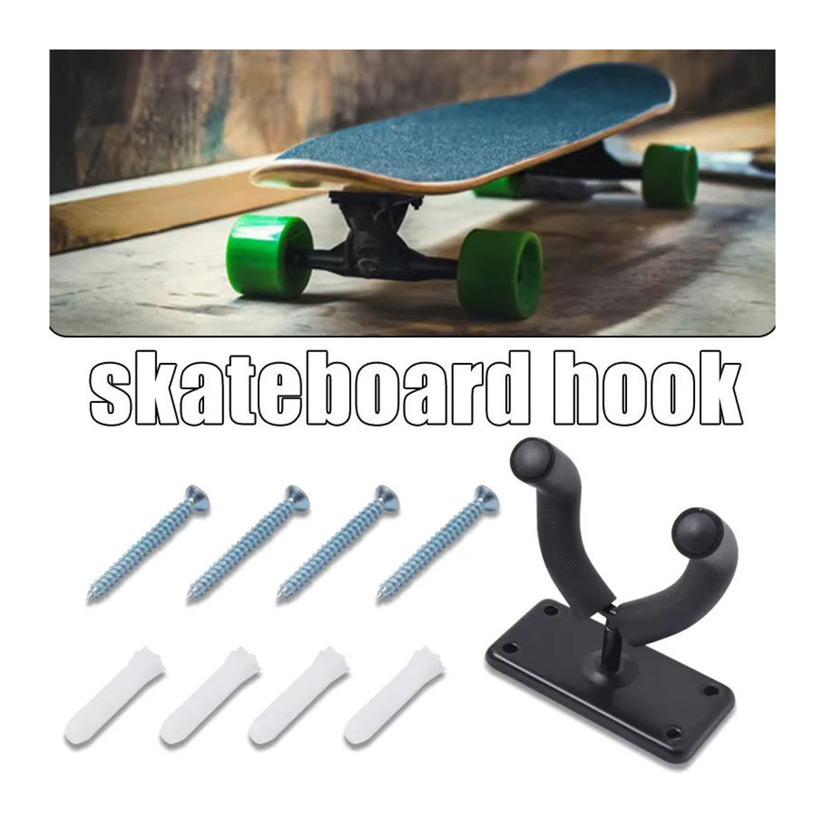 Wandhalterung für Skateboard-Deck und Longboard in Schwarz aus Metall im Industrial-Design - Bild 2