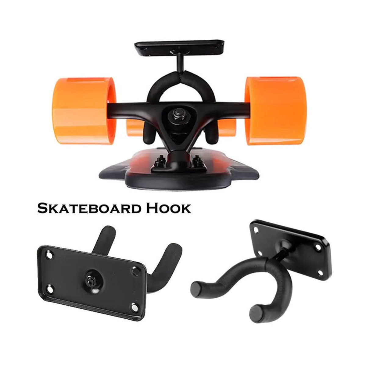 Wandhalterung für Skateboard-Deck und Longboard in Schwarz aus Metall im Industrial-Design - Bild 4