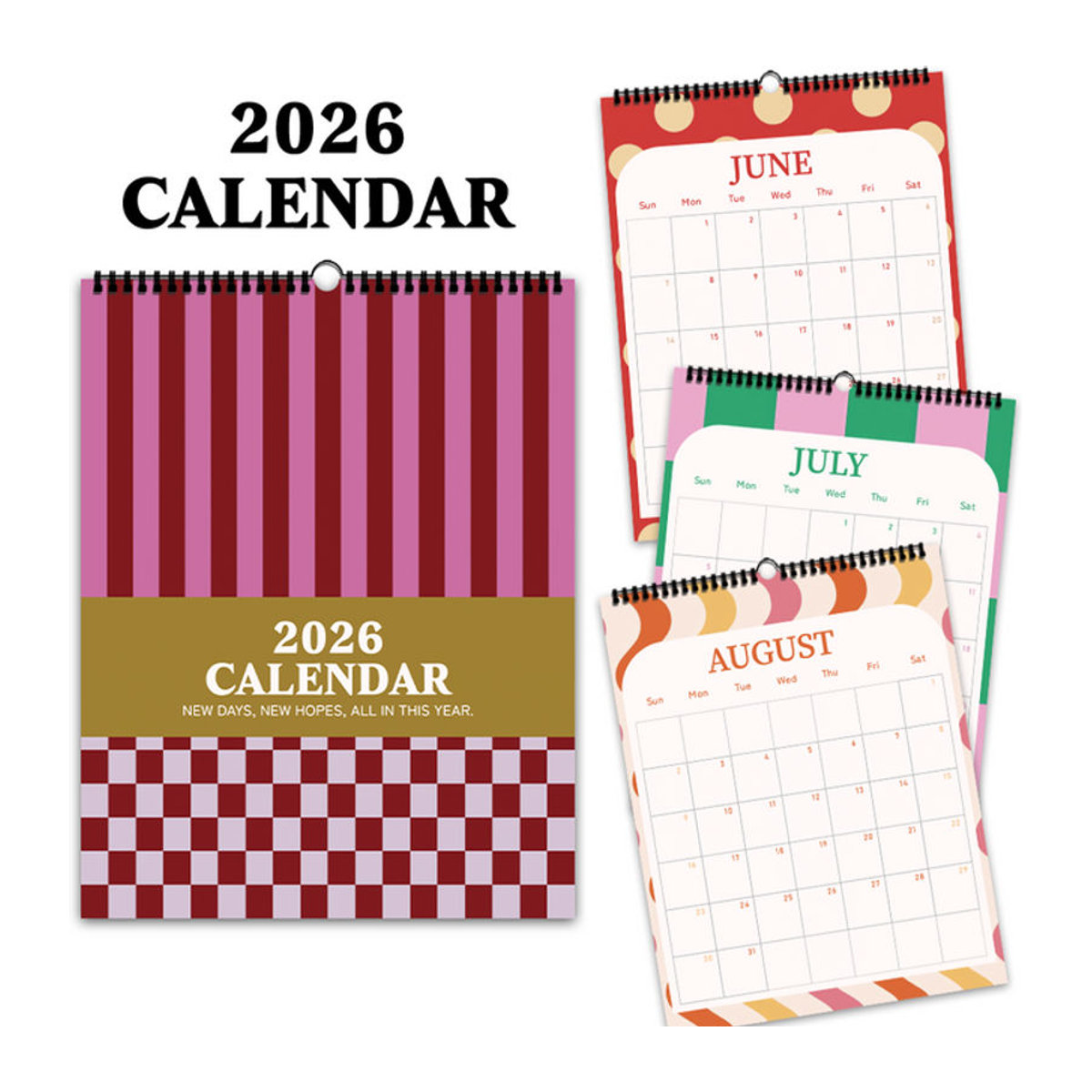 Wandkalender 2026 mit abstraktem geometrischem Morandi Design, 12 Monatsplaner in mehrfarbigem minimalistischem Stil aus Papier - Bild 1