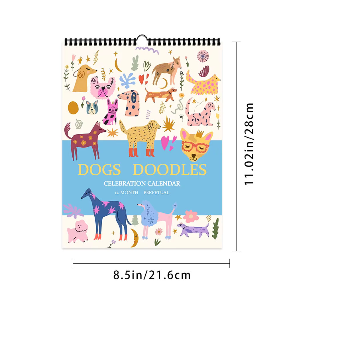 Wandkalender 2026 mit abstrakten Katzen- und Hundeillustrationen, 12-Monats-Planer aus Papier, mehrfarbig, modern und rechteckig - Bild 2