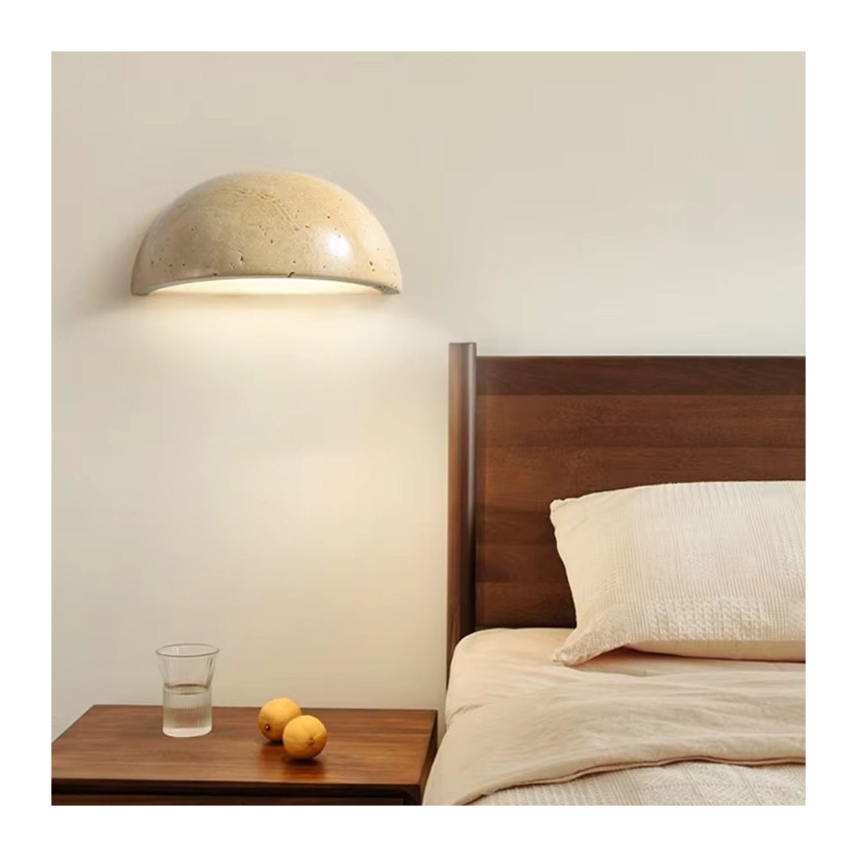 Wandlampe im Wabi-Sabi Design aus Stein in Gelb und Beige für Schlafzimmer und Wohnzimmer - Bild 2