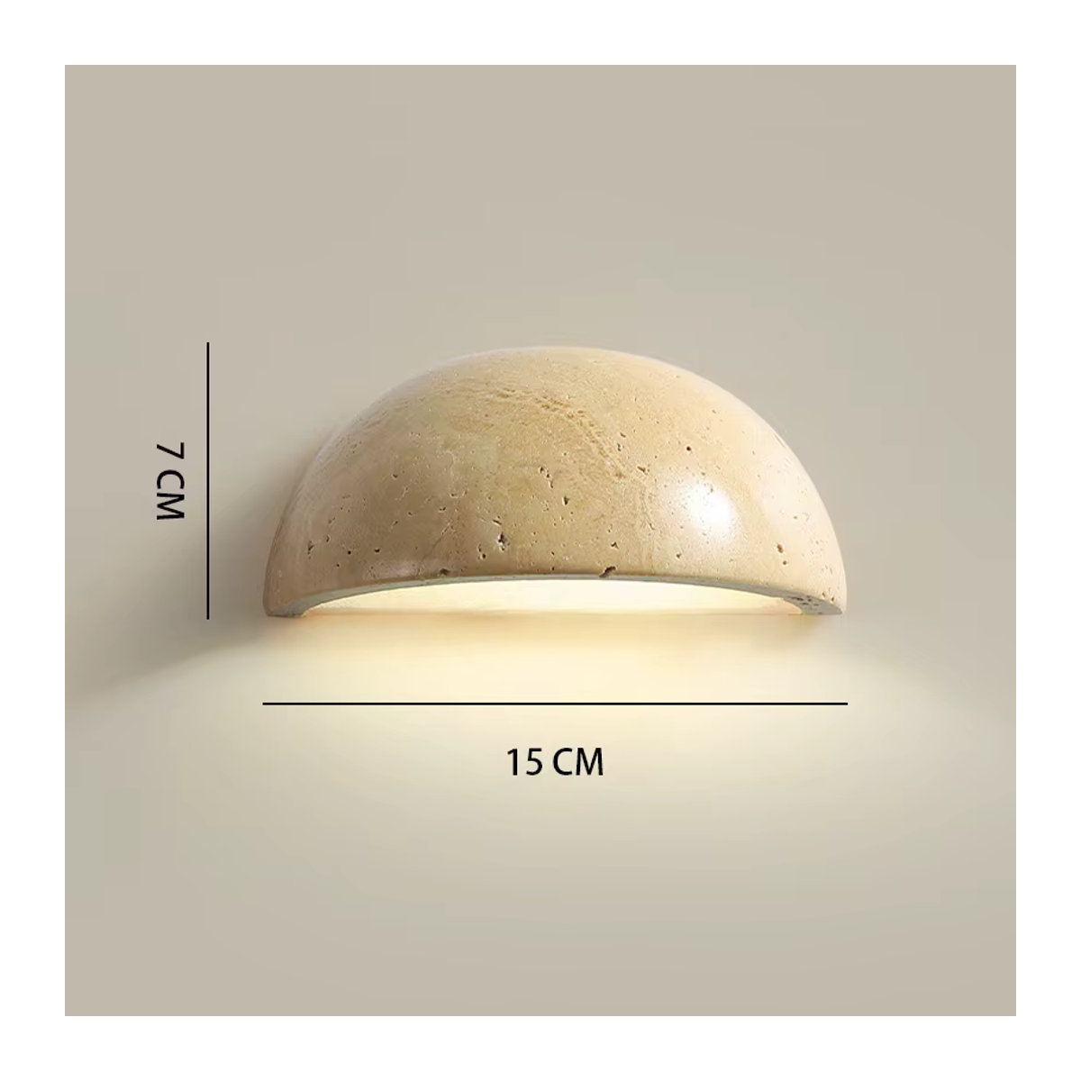 Wandlampe im Wabi-Sabi Design aus Stein in Gelb und Beige für Schlafzimmer und Wohnzimmer - Bild 3