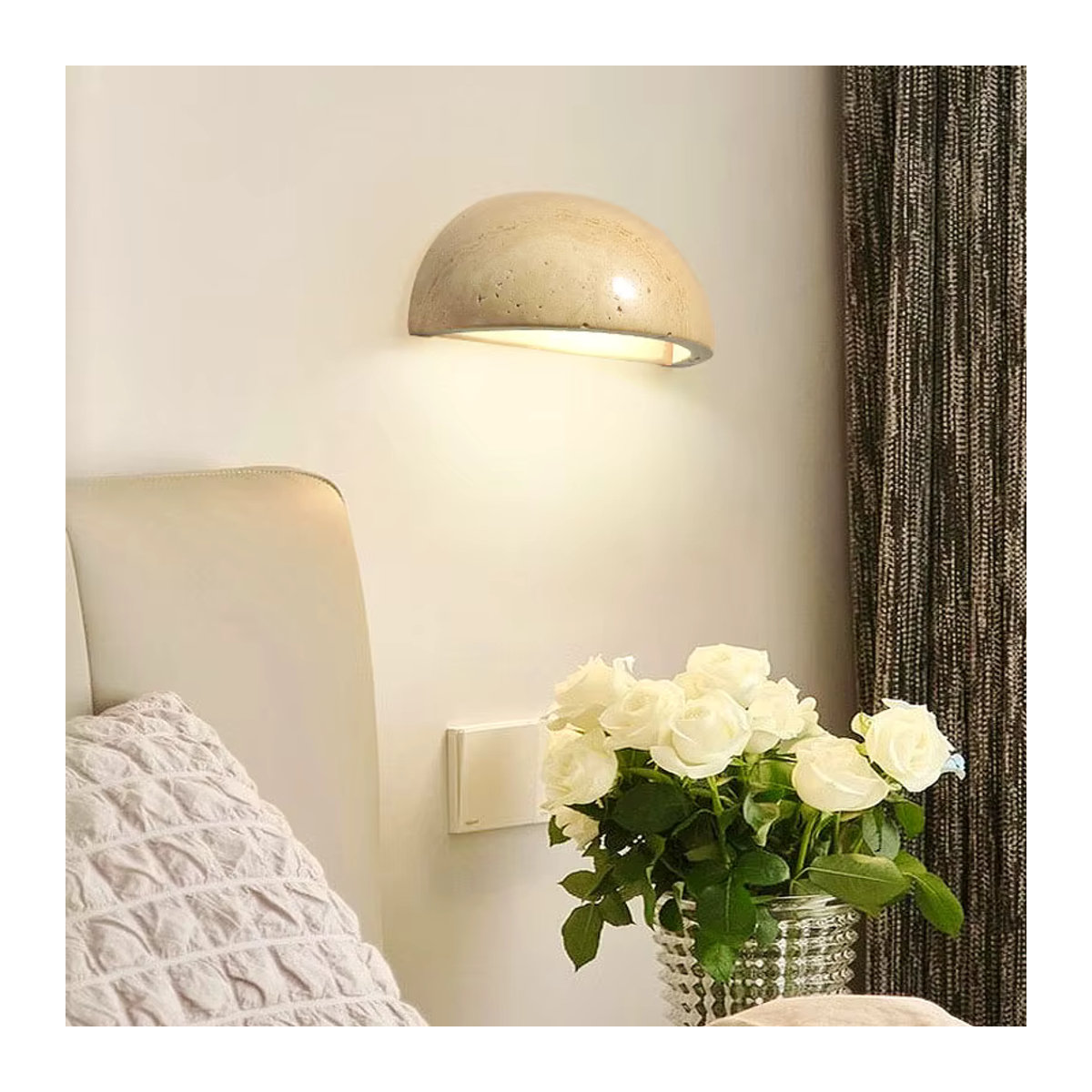 Wandlampe im Wabi-Sabi Design aus Stein in Gelb und Beige für Schlafzimmer und Wohnzimmer - Bild 4