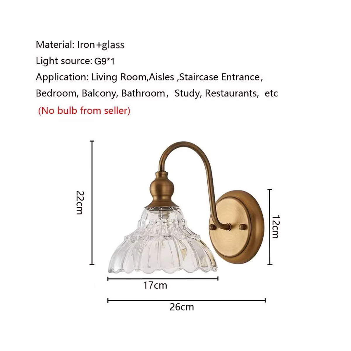 Wandleuchte wecus aus Kristallglas in Gold für Badezimmer, Schlafzimmer und Flur - Bild 2