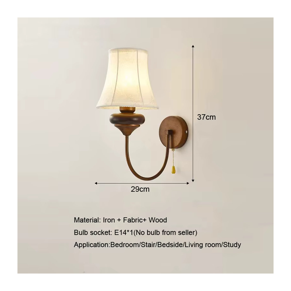 Wandleuchte wecus im skandinavischen Design aus Metall in Braun für Schlafzimmer, Wohnzimmer und Flur mit Schalter - Bild 2
