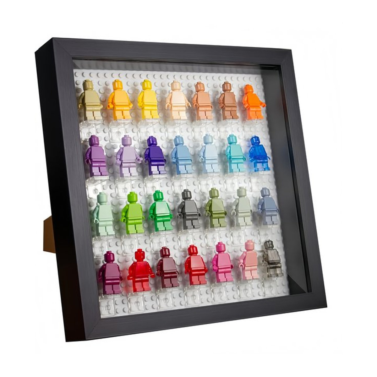 Wandmontierter Aufbewahrungs- und Präsentationsrahmen für Baustein-Minifiguren mit 32x32 Noppen-Grundplatte in Schwarz aus Kunststoff - Bild 1