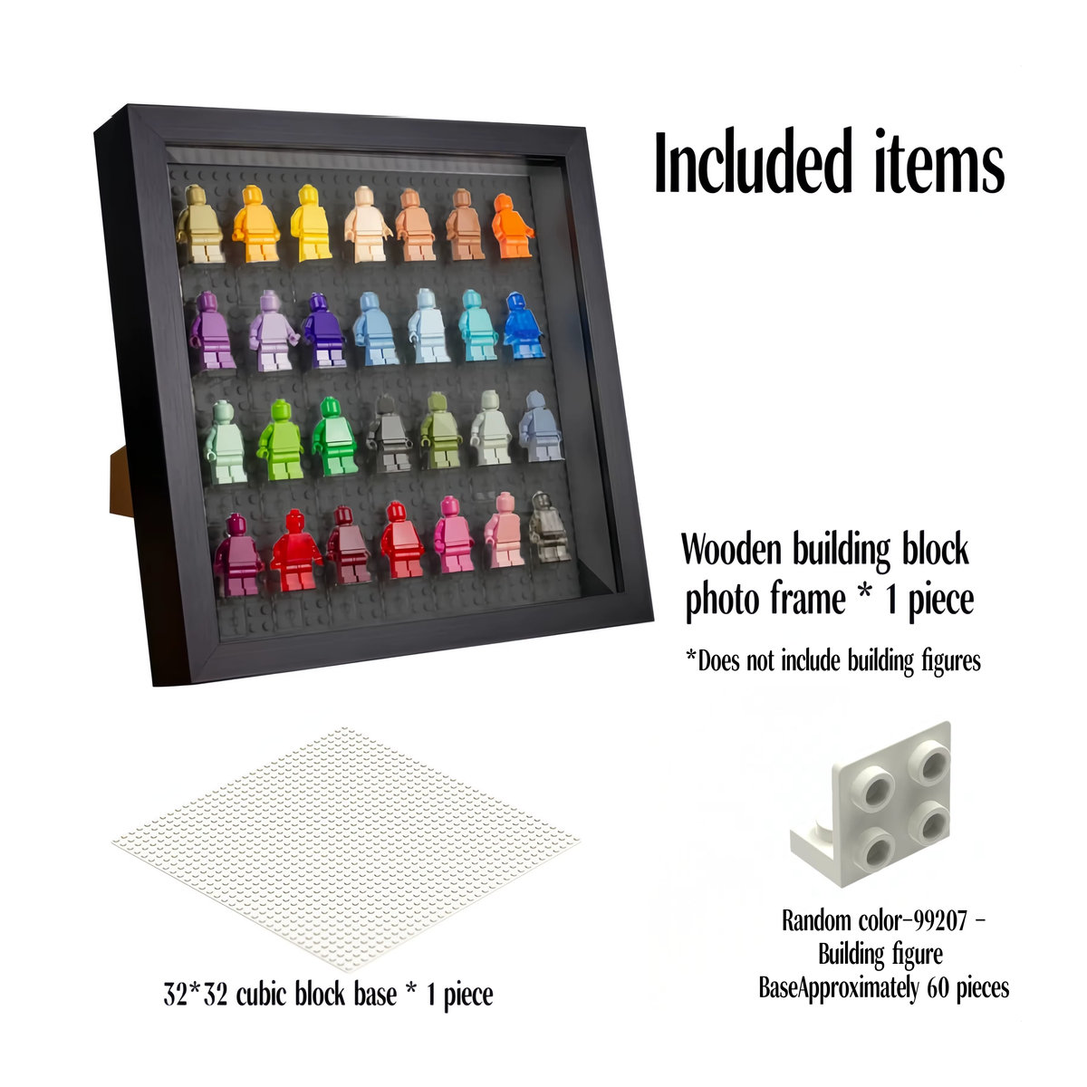 Wandmontierter Aufbewahrungs- und Präsentationsrahmen für Baustein-Minifiguren mit 32x32 Noppen-Grundplatte in Schwarz aus Kunststoff - Bild 6