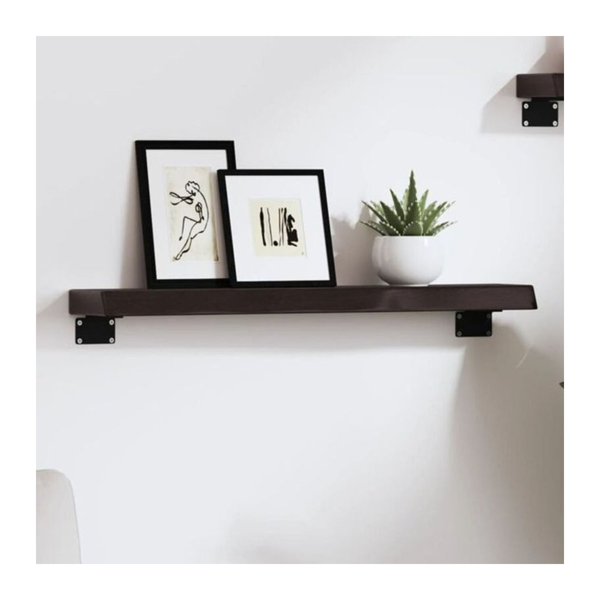 Wandregal aus Massivholz Eiche von Vidaxl in Braun, B/T/H: 60 x 10 x 4 cm - Bild 1