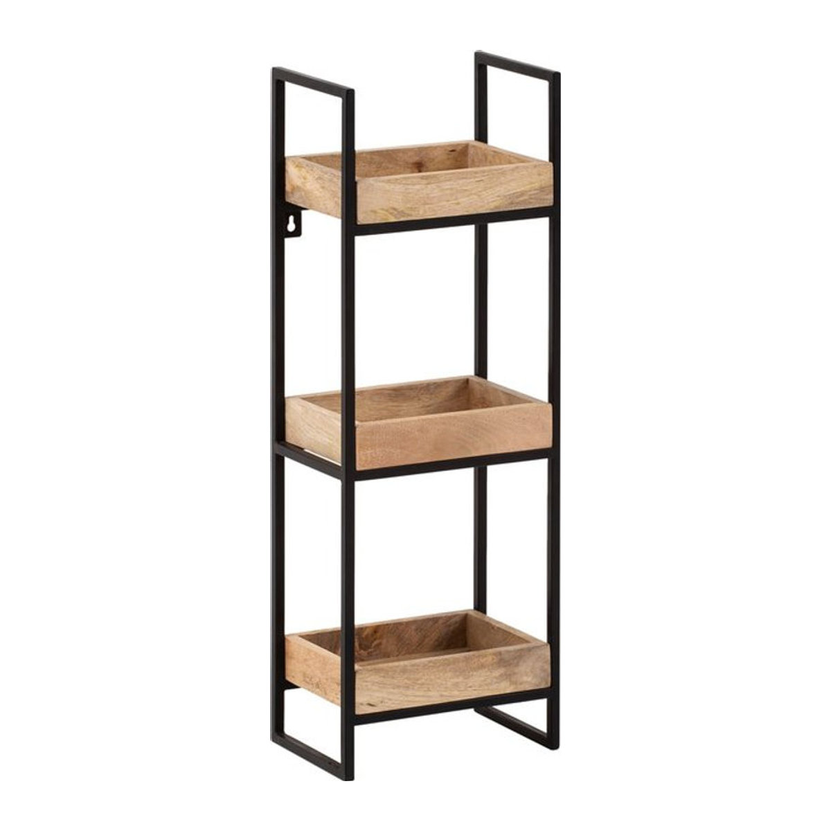 Wandregal Finebuy im Industrial Design aus Massivholz und Metall, Schwarz, B: 77 cm, H: 27 cm, T: 18 cm - Bild 1