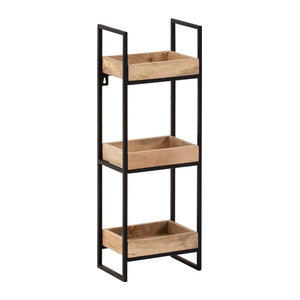 Wandregal Finebuy im Industrial Design aus Massivholz und Metall, Schwarz, B: 77 cm, H: 27 cm, T: 18 cm
