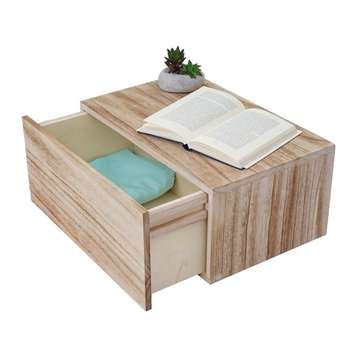 Wandregal MCW mit Schubladen im Vintage Landhaus-Stil, Farbe: Naturbraun, B/T/H: 46 x 21 x 30 cm - Bild 1