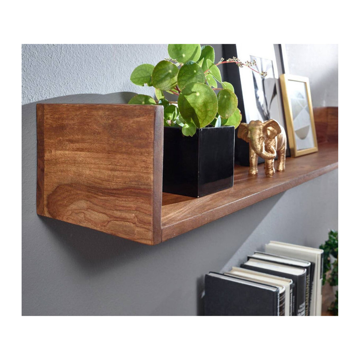 Wandregal Wohnling aus Massivholz in Braun B/H/T: 120 x 15 x 20 cm - Bild 2