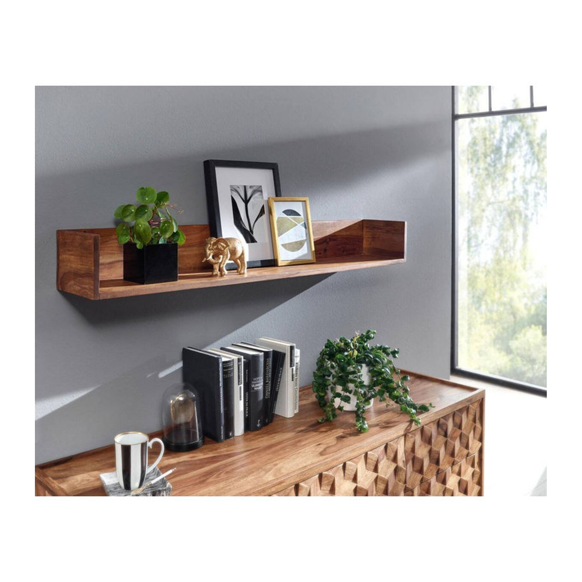 Wandregal Wohnling aus Massivholz in Braun B/H/T: 120 x 15 x 20 cm - Bild 5