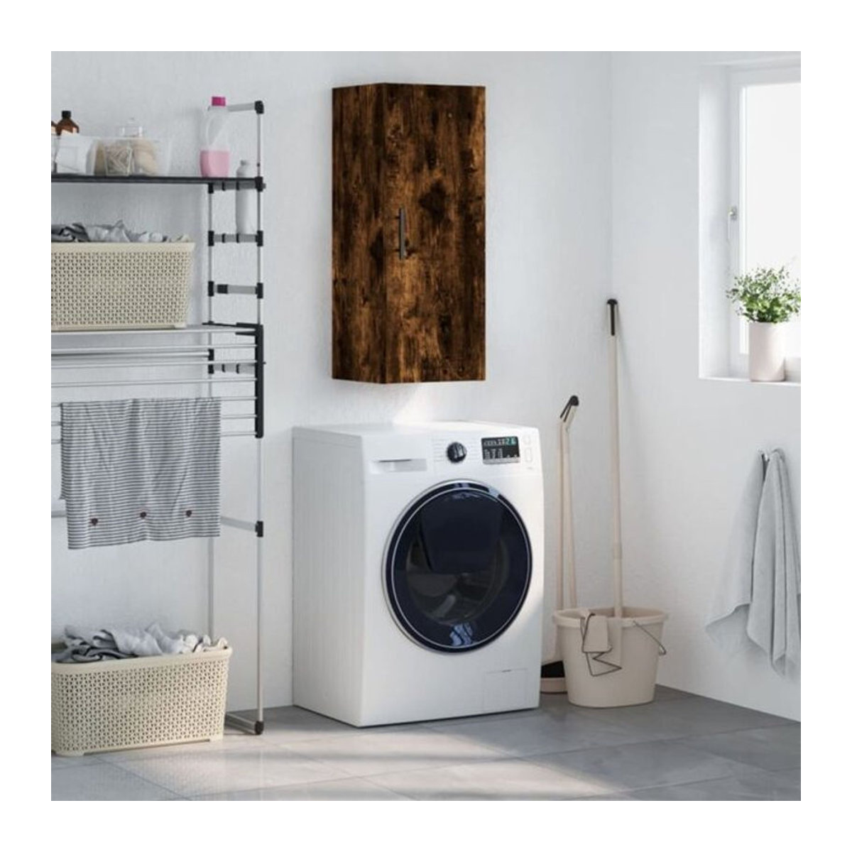 Wandschrank Vidaxl in Räuchereiche Braun mit Drehtüren, B/T/H: 34,5 x 34 x 90 cm - Bild 1