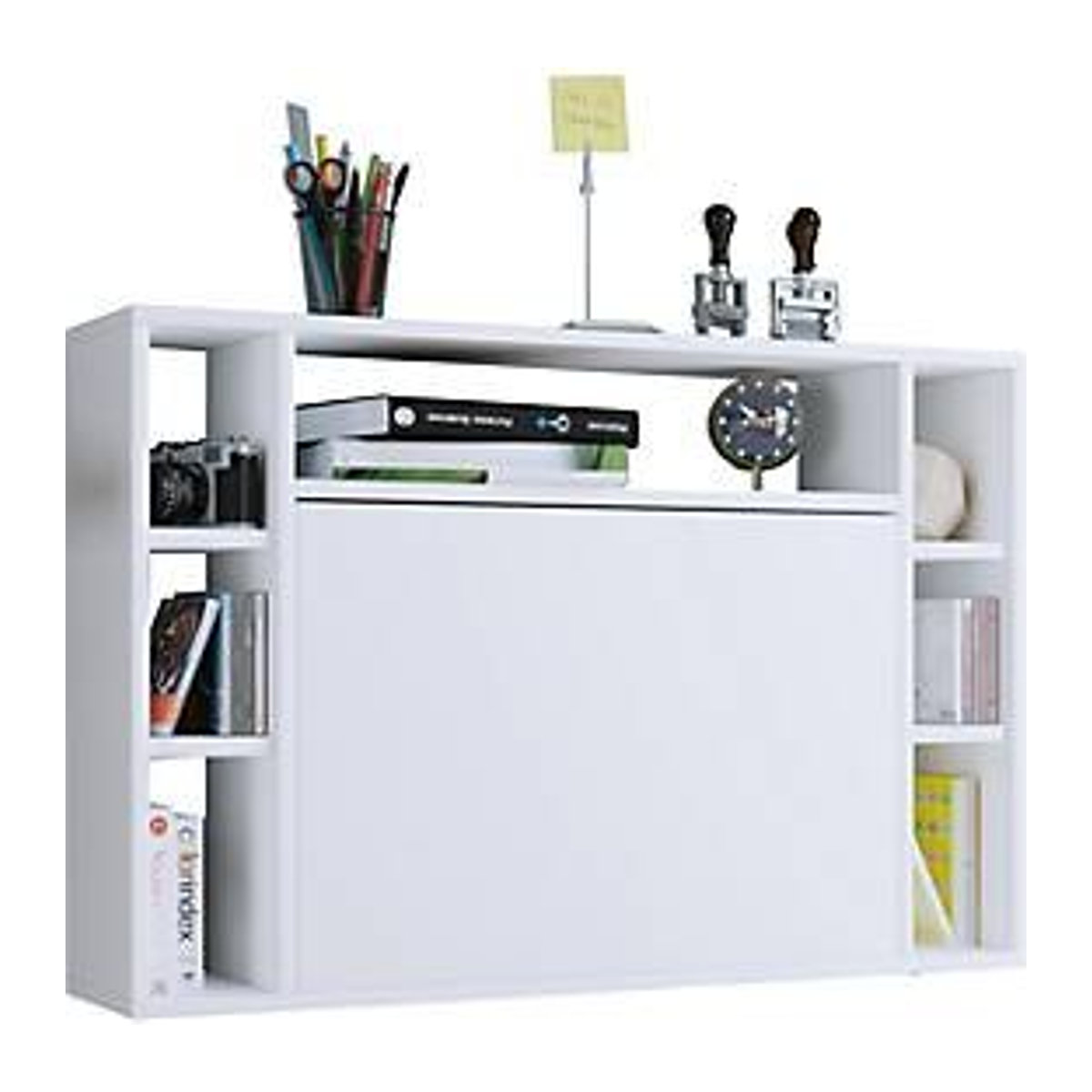 Wandschreibtisch Wandila von VCM Möbel in Weiß mit ausklappbarer Tischplatte und 7 Fächern, B: 90 cm, H: 60 cm, T: 20/67 cm - Bild 3