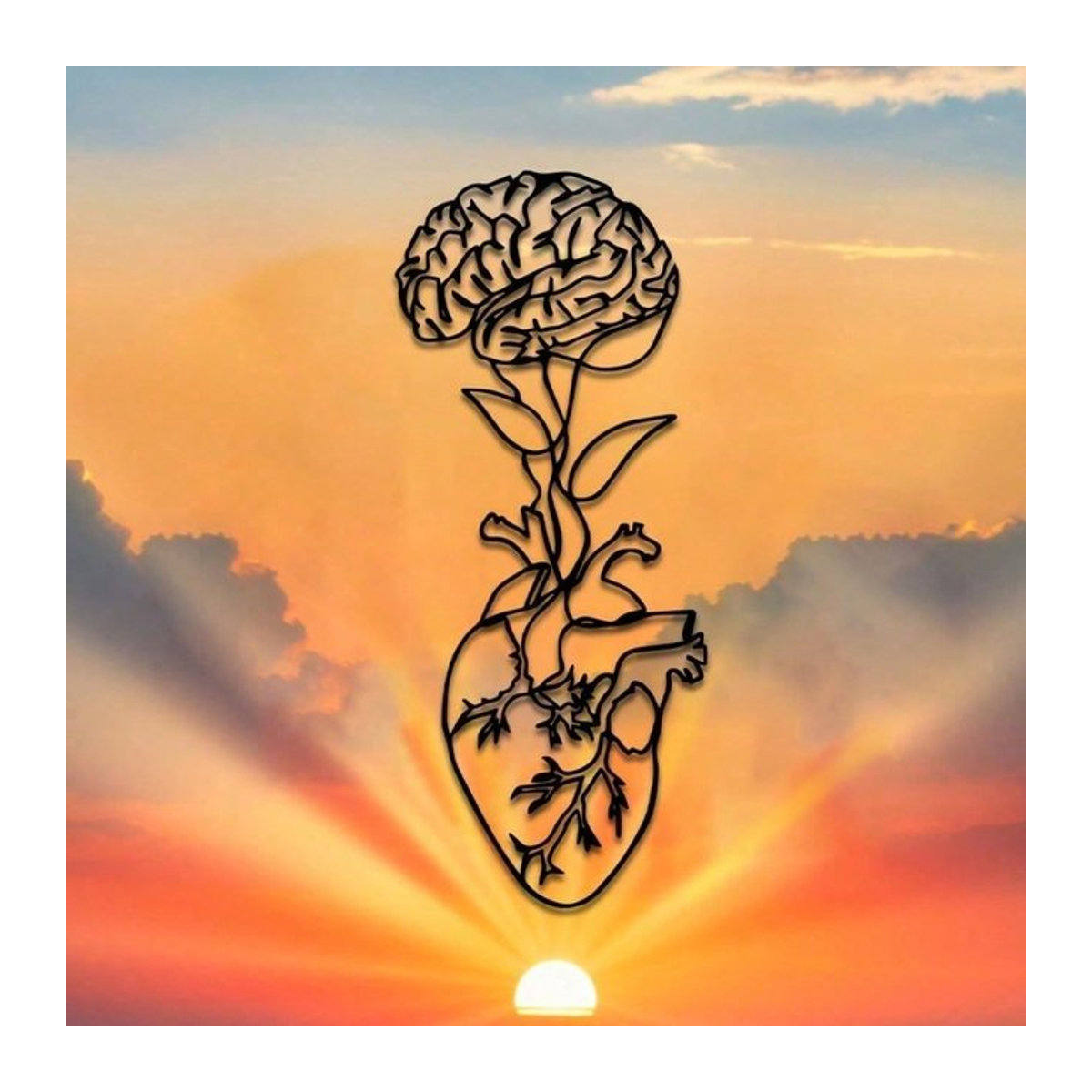 Wandskulptur aus Metall von Black Heart&Brain in Schwarz, minimalistisches Design für Wohnzimmer und Schlafzimmer - Bild 1