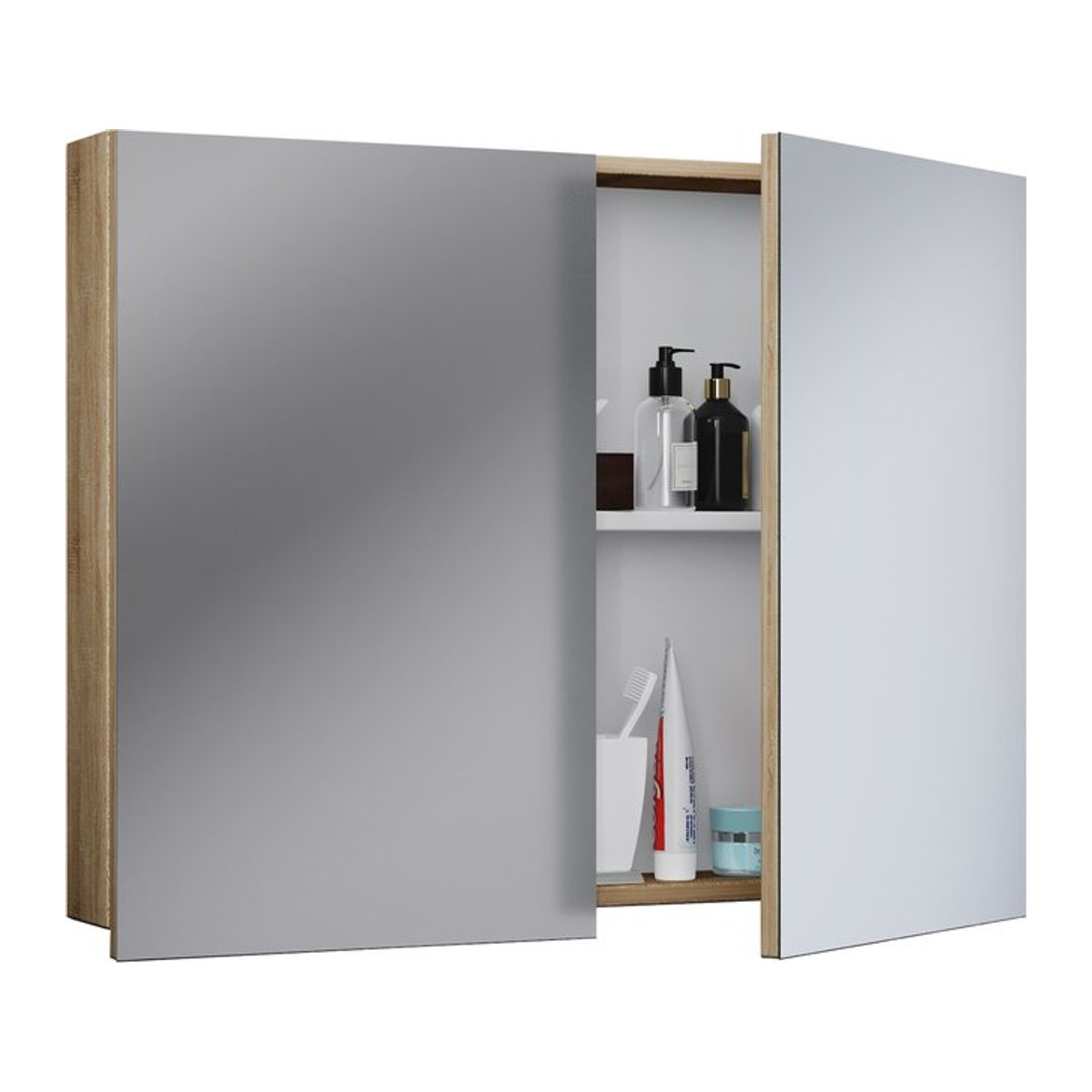 Wandspiegel Badinos in der Farbe Weiß (Maße H: 60 cm, B: 80 cm, T: 12 cm) - Bild 1