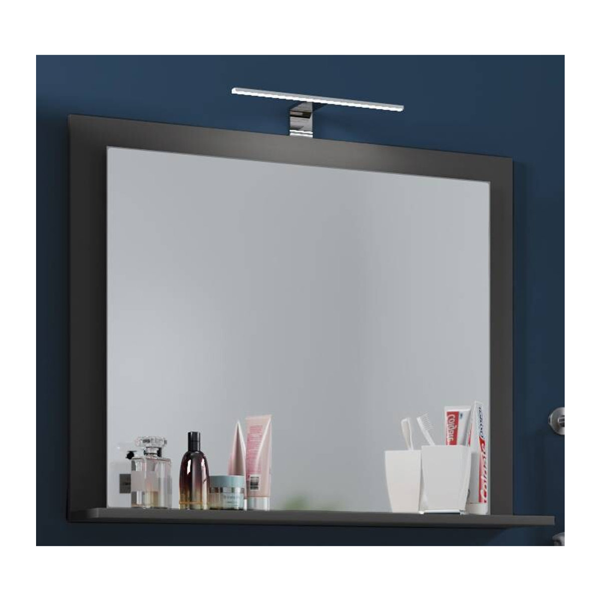 Wandspiegel Lendas von Vicco in Anthrazit mit Ablage, rechteckig, B/H/T: 60 x 65 x 17 cm - Bild 2