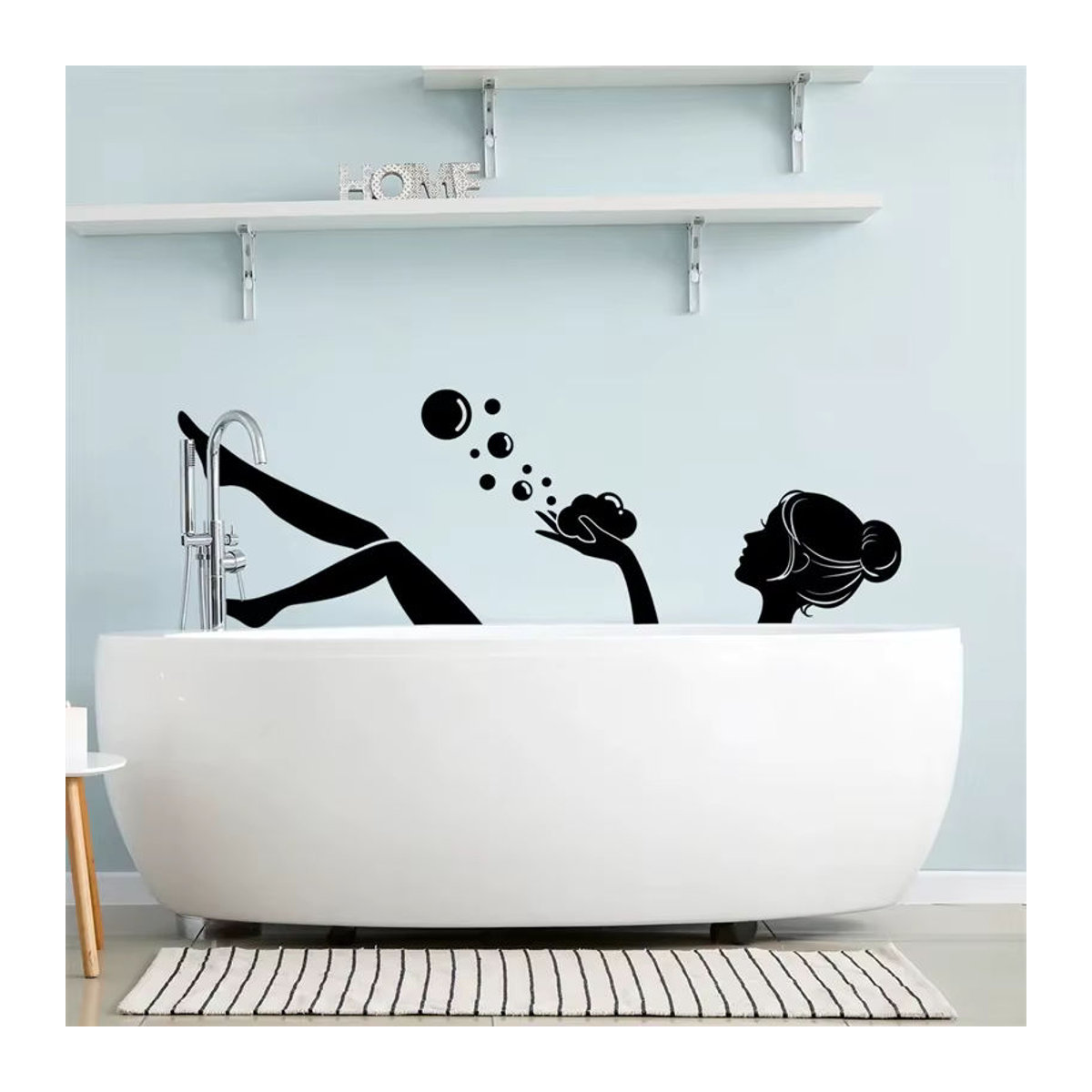 Wandtattoo Badezimmer Dekoration Wanda Frau im Schaumbad Schwarz - Bild 3