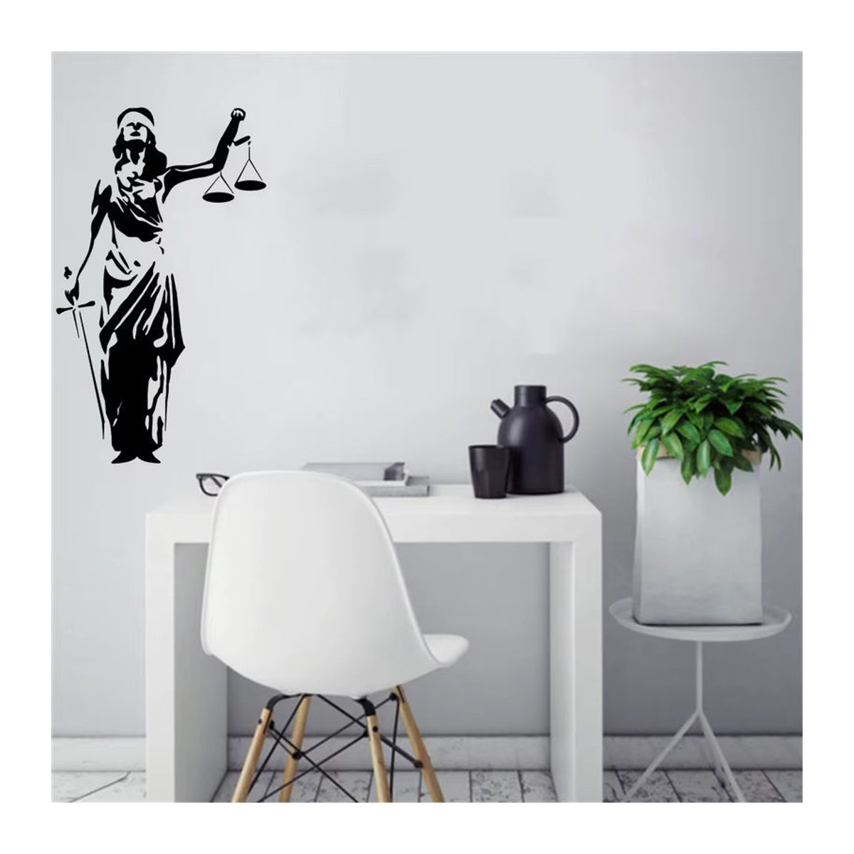 Wandtattoo Themis Dame der Gerechtigkeit in Schwarz als Vinyl Aufkleber für Anwaltsbüros und Gerichtliche Dekoration - Bild 2