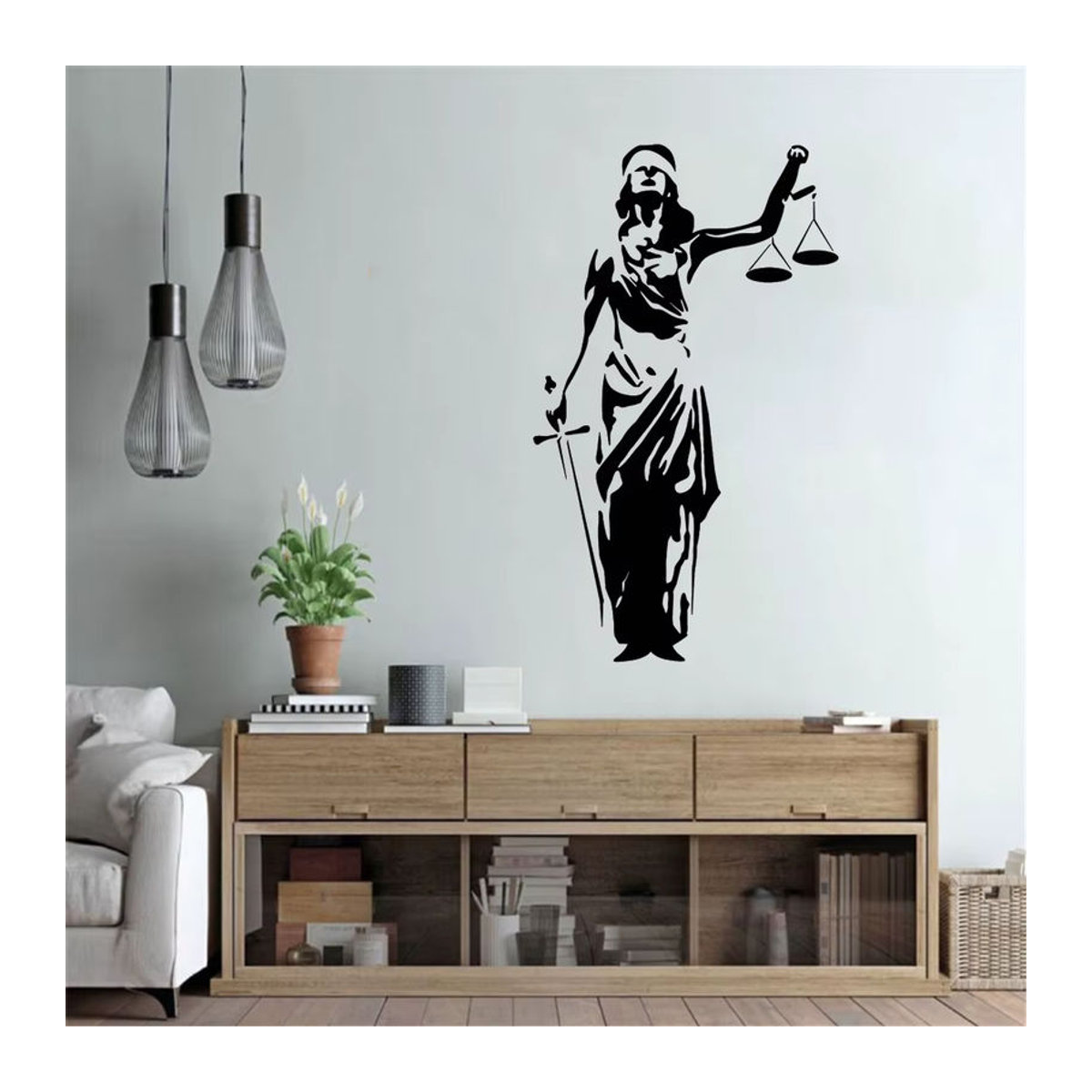 Wandtattoo Themis Dame der Gerechtigkeit in Schwarz als Vinyl Aufkleber für Anwaltsbüros und Gerichtliche Dekoration - Bild 4