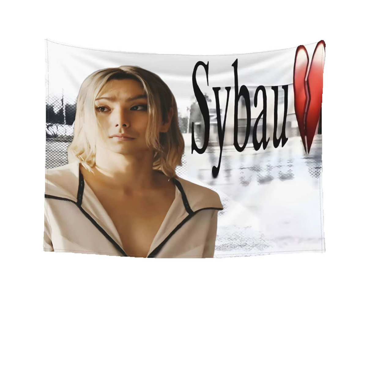 Wandteppich Chishiya Sybau Meme Guy Design mit Herzen in Weiß, Textil Wandbehang Hochformat, B: 60 cm, H: 40 cm - Bild 6