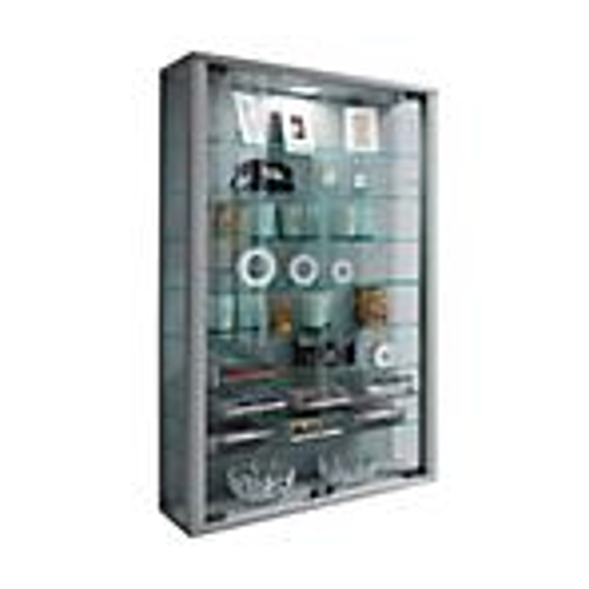 Wandvitrine Vitrosa Mini von VCM Möbel in Silber aus Glas und Holzwerkstoff mit 2 Drehtüren und 8 verstellbaren Einlegeböden, B/H/T: 59 x 91 x 18 cm - Bild 4