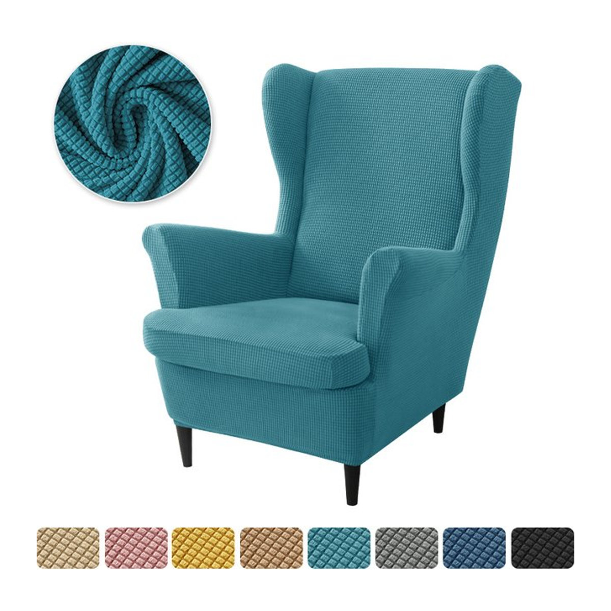 WANERQU 2-teiliges Set Ohrensessel Abdeckung mit Kissenbezug aus elastischem Stretch-Material für Sessel und Sofas - Bild 1