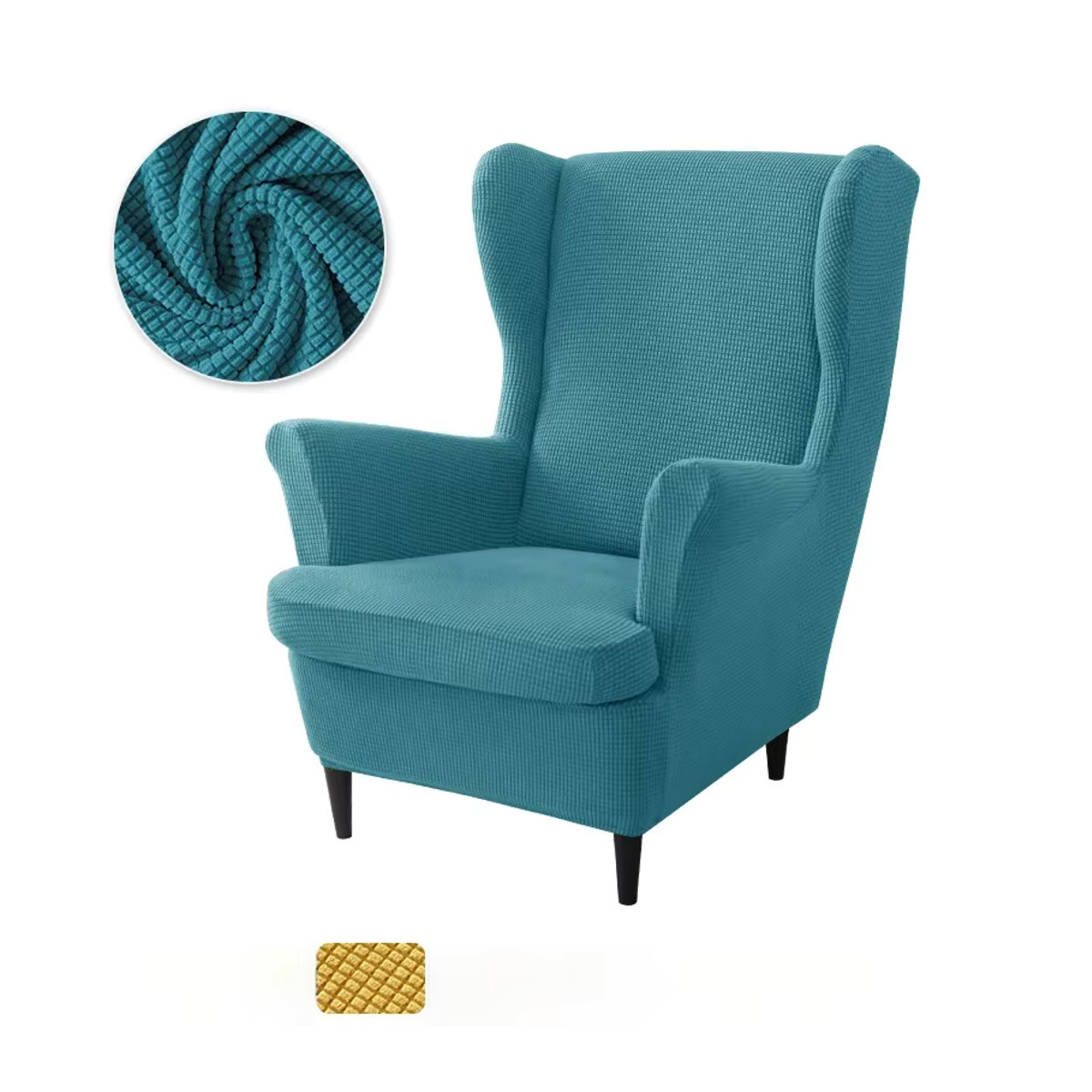 WANERQU 2-teiliges Set Ohrensessel Abdeckung mit Kissenbezug aus elastischem Stretch-Material für Sessel und Sofas - Bild 3
