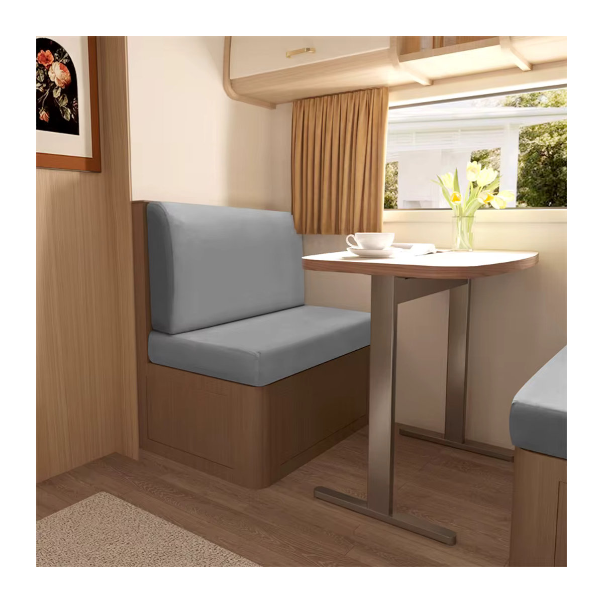 WANERQU 2er-Set Stretch-Samt Sofa-Abdeckungen für Wohnmobile und Camper, Sitz- und Rückenlehnenbezüge, Grau - Bild 4
