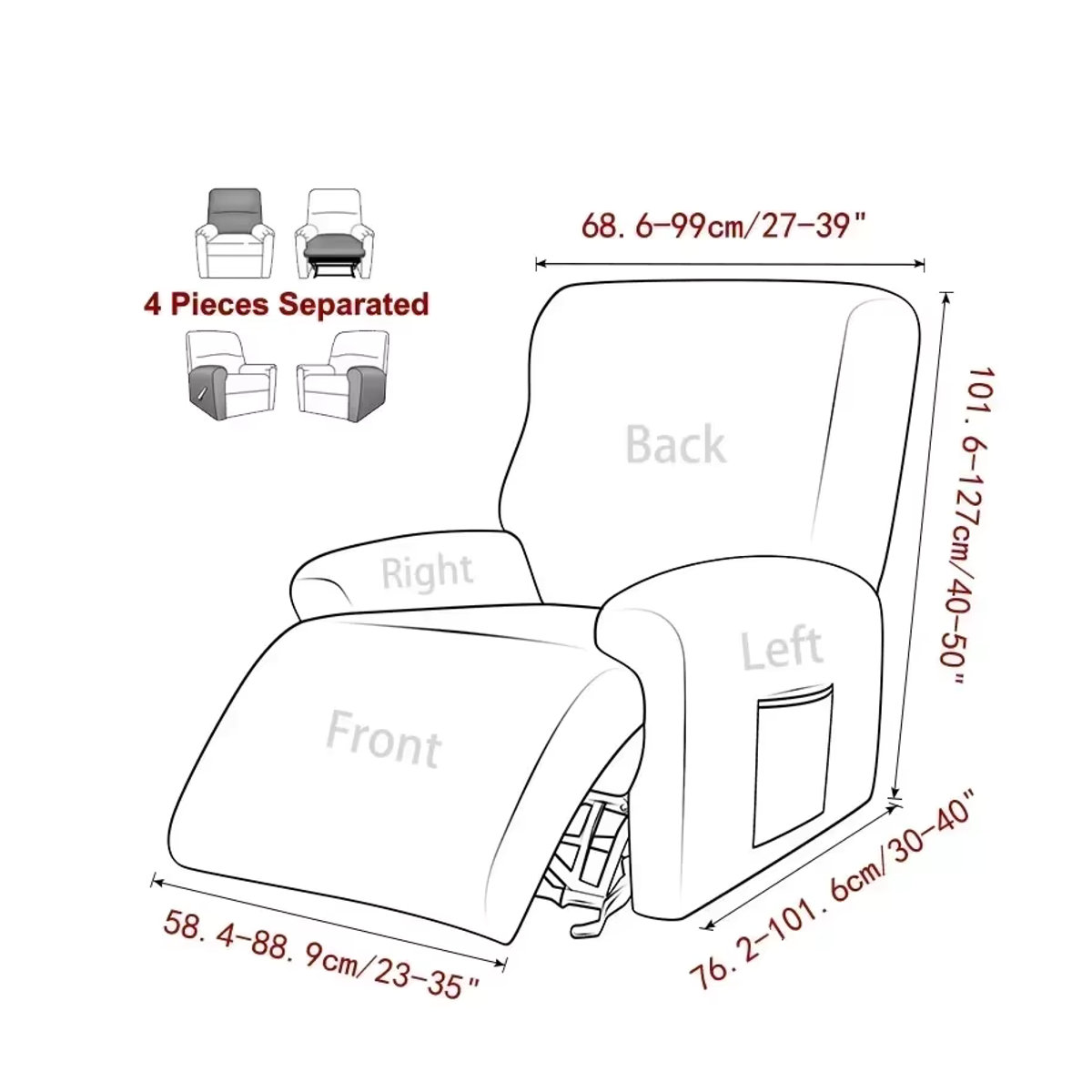 WANERQU 4er-Set Split Liege Abdeckung aus Polarfleece als Schonbezug für Sofa und Sessel in Beige und Braun - Bild 2