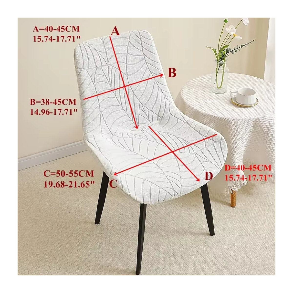 WANERQU Blätter Jacquard elastische Stuhlhussen für gebogene Stühle in Braun und Mehrfarbig - Bild 2