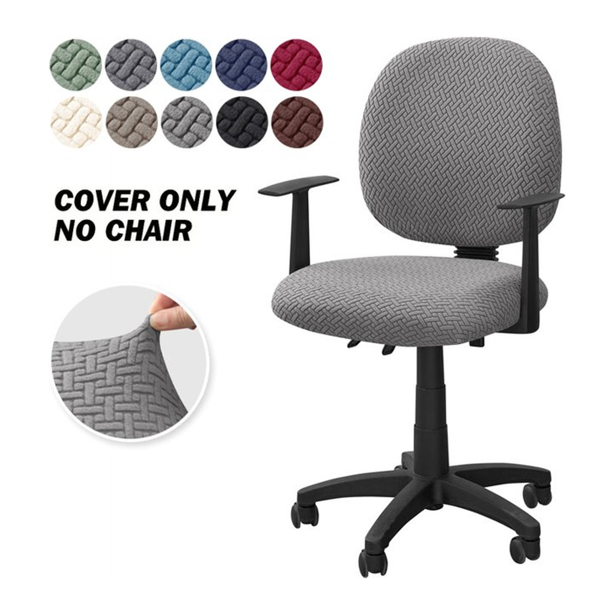 WANERQU Computer-Bürostuhlbezug aus Jacquard in Grau, dehnbarer und schmutzabweisender Sessel-Schonbezug für deinen Gaming-Stuhl oder Arbeitszimmer-Stuhl - Bild 1