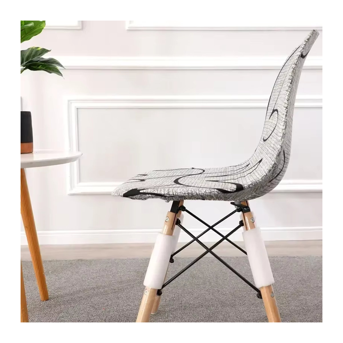 WANERQU Elastische Esszimmer Stuhlbezüge mit Print, Armlose Sitzbezüge für kurze Rückenlehnen, Mehrfarbig - Bild 4