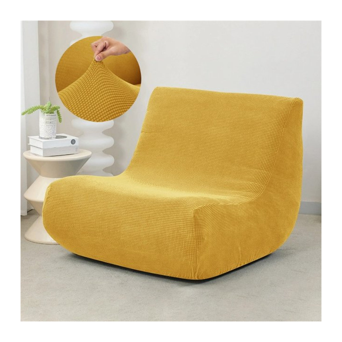 WANERQU Elastische Polar Fleece Stretch Sofabezüge in Gelb für Einzel- und Lounge-Sofas - Bild 1