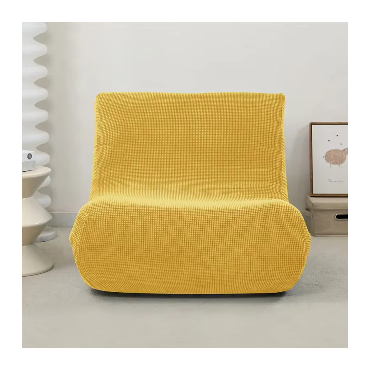 WANERQU Elastische Polar Fleece Stretch Sofabezüge in Gelb für Einzel- und Lounge-Sofas - Bild 2