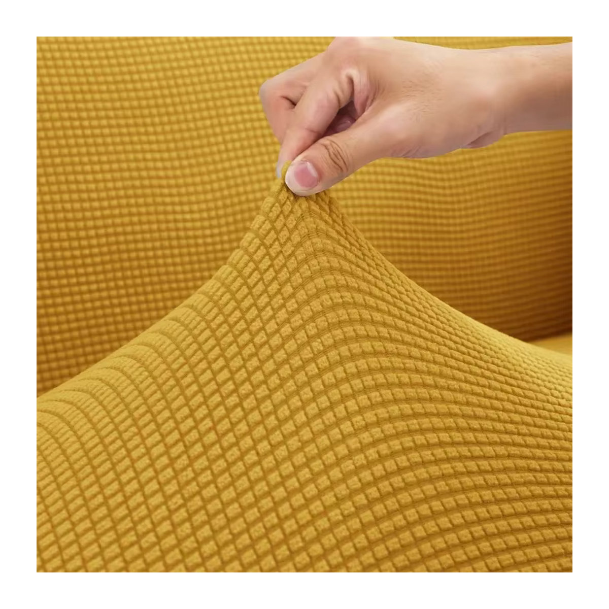 WANERQU Elastische Polar Fleece Stretch Sofabezüge in Gelb für Einzel- und Lounge-Sofas - Bild 3